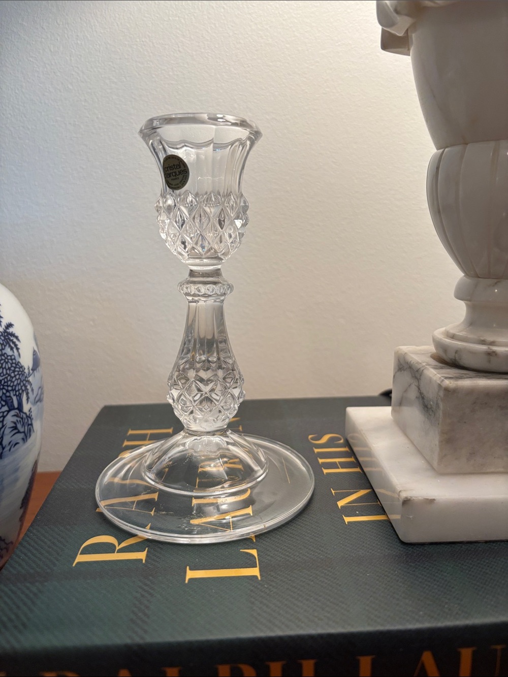 Cristal d’Arques Cut Crystal Diamond-Pattern Candlestick Holder - Clear